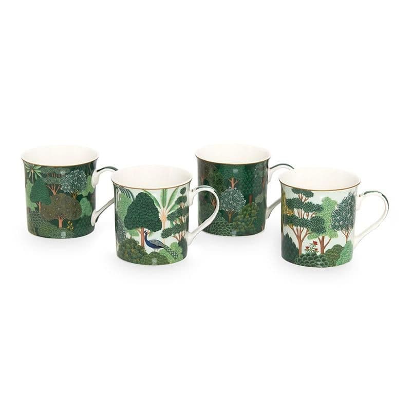 Woodli Mug Set Of 4, Green - 300Ml