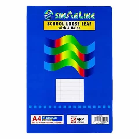 Sinarline School Loose Leaf A4 Paper With 4 Holes 100 Sheet