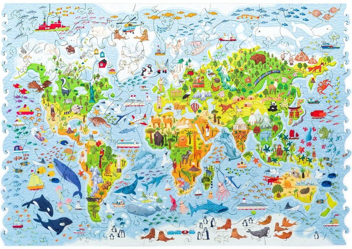 Unidragon Figured Wooden Puzzle Kids World Map