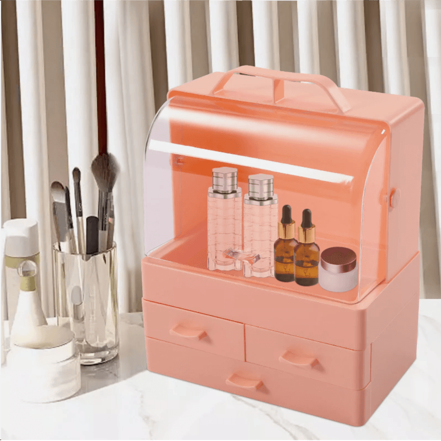 Portable Make Up Cosmetic Storage Box With Drawers