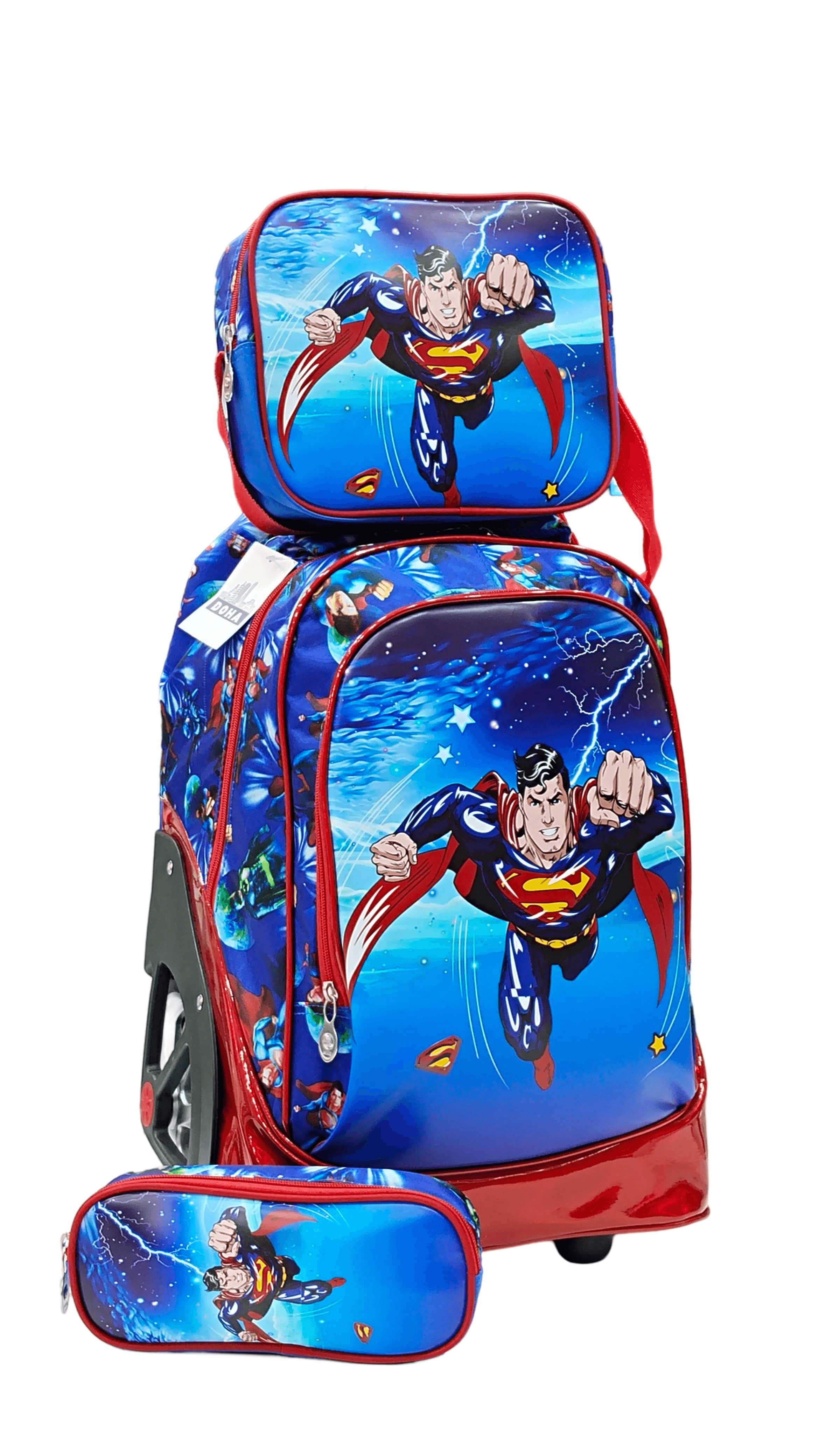 Trolly Bag With Lunch Bag And Pencil Case 3 Set Big Wheel 18 Inches Super Man