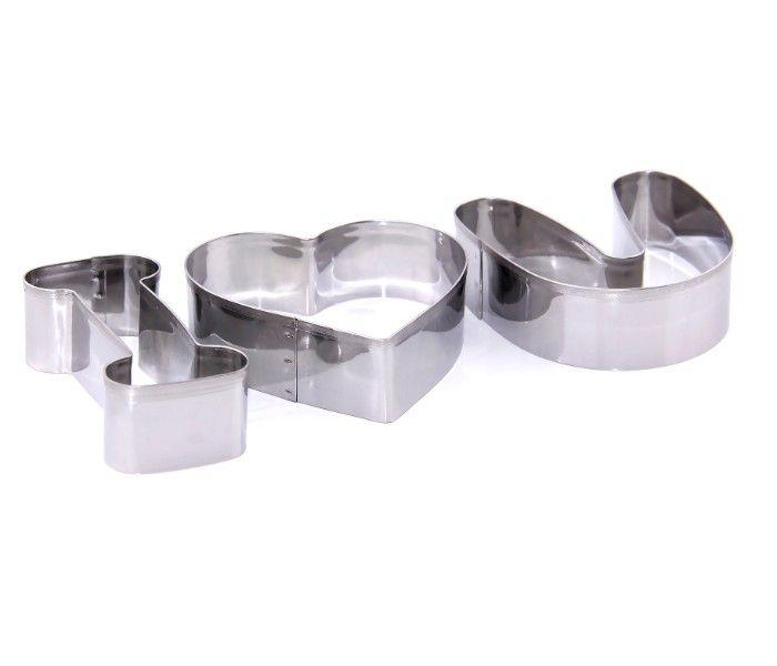 In-house HHNE-7805 3 Pieces I Love U Cookie Cutter Set Stainless Steel