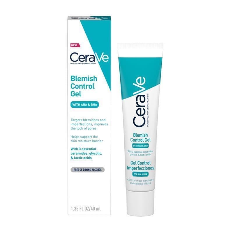 CeraVe Blemish Control Gel Facial Moisturiser For Acne & Blemishes with Glycolic Acid and Lactic Aci 40ML