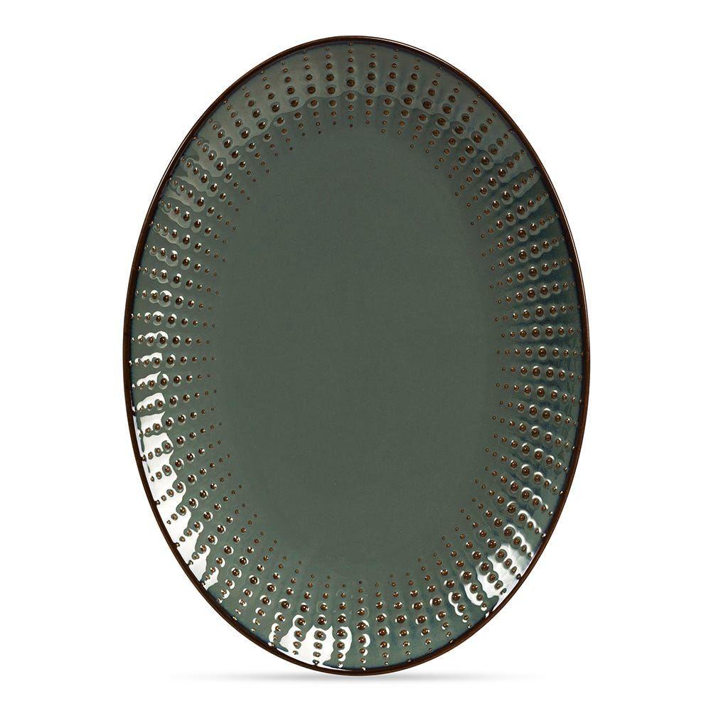 Drops Porcelain Oval Tray, Celadon - 32X23 Cm