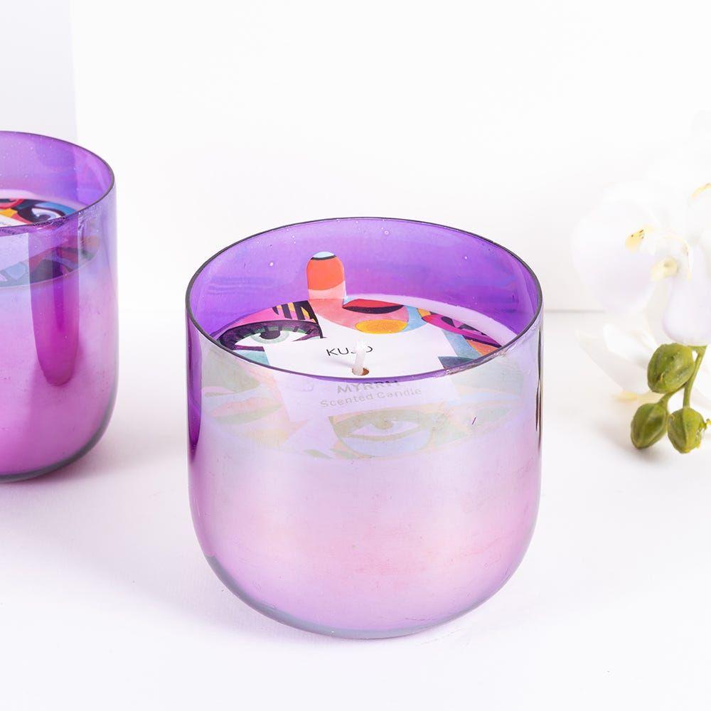 Kujo Myrrh Glass Candle, Purple - 35 Hrs