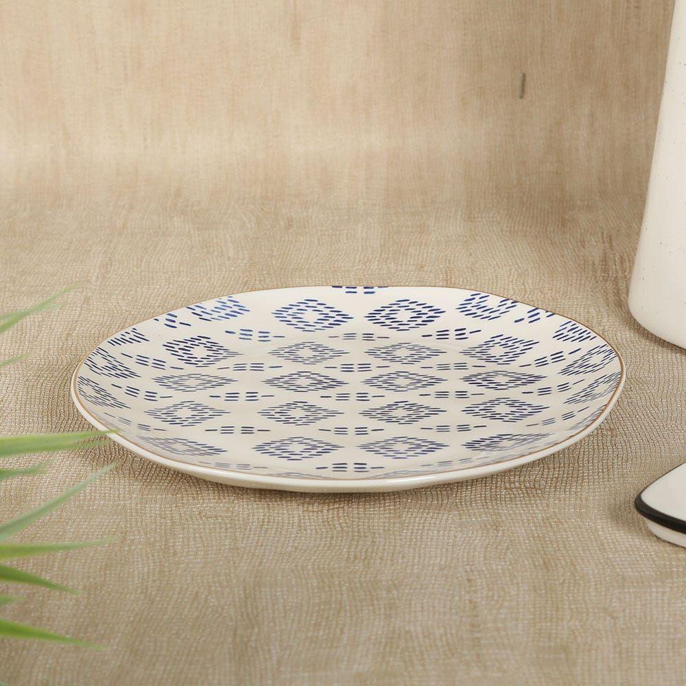 Elegance Side Plate, White & Blue Â€“ 21 Cms