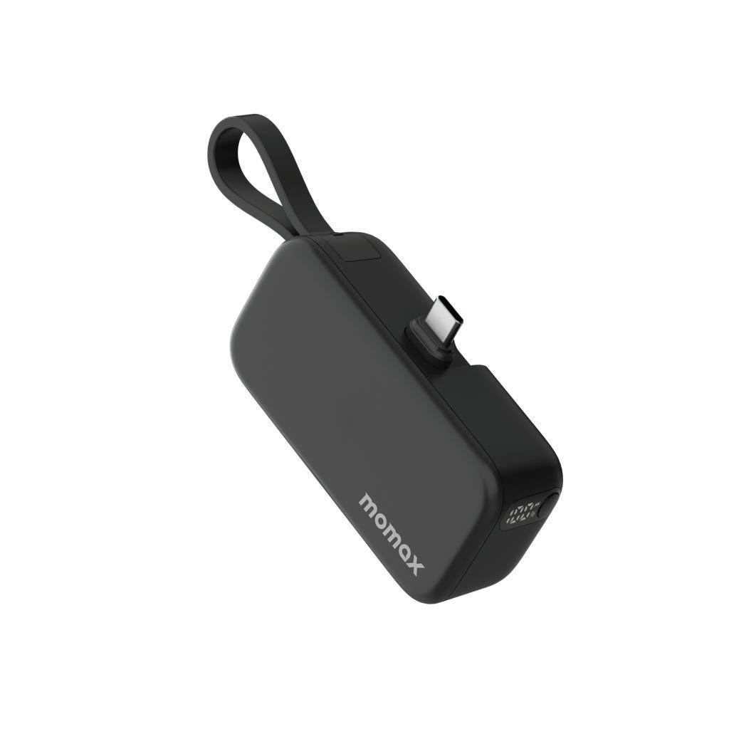 Momax 1-Power Mini 5000Mah 3In1 Power Bank With Usb-C Plug (Color: Black)