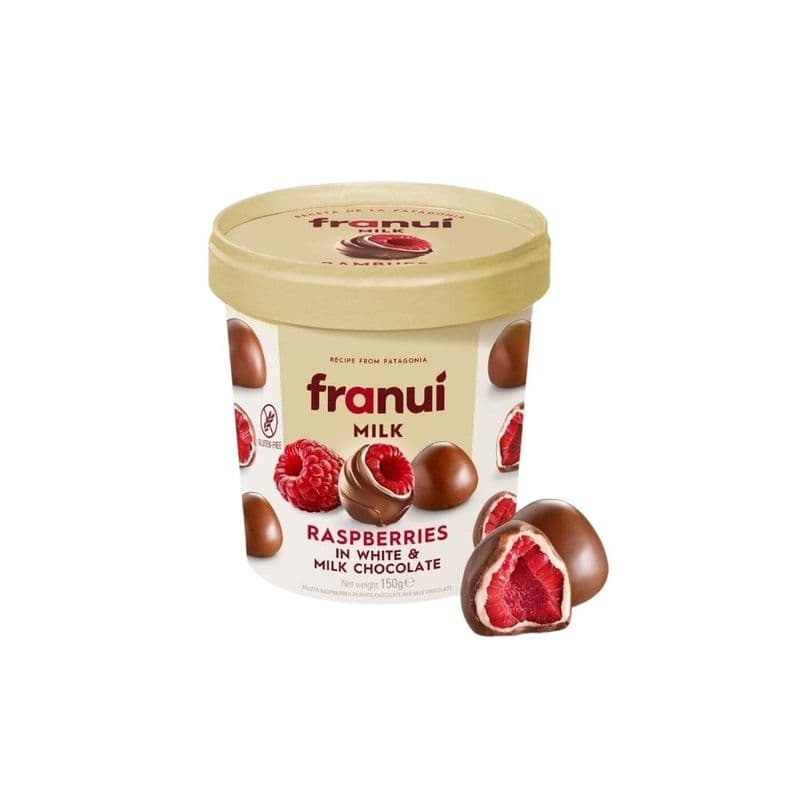Franui Milk Raspberries In White&Milk Chocolate 150 Gm