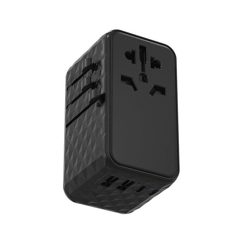 Powerology 4-Port Universal Gan Super Charger Compatible In 150+ Countries Black