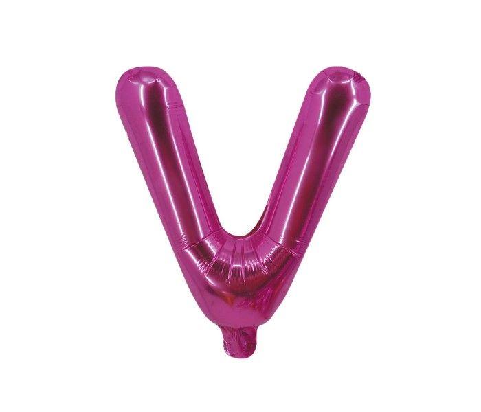 Party Time V-P-803249 Letter V 16 Inch Foil Balloon Pink