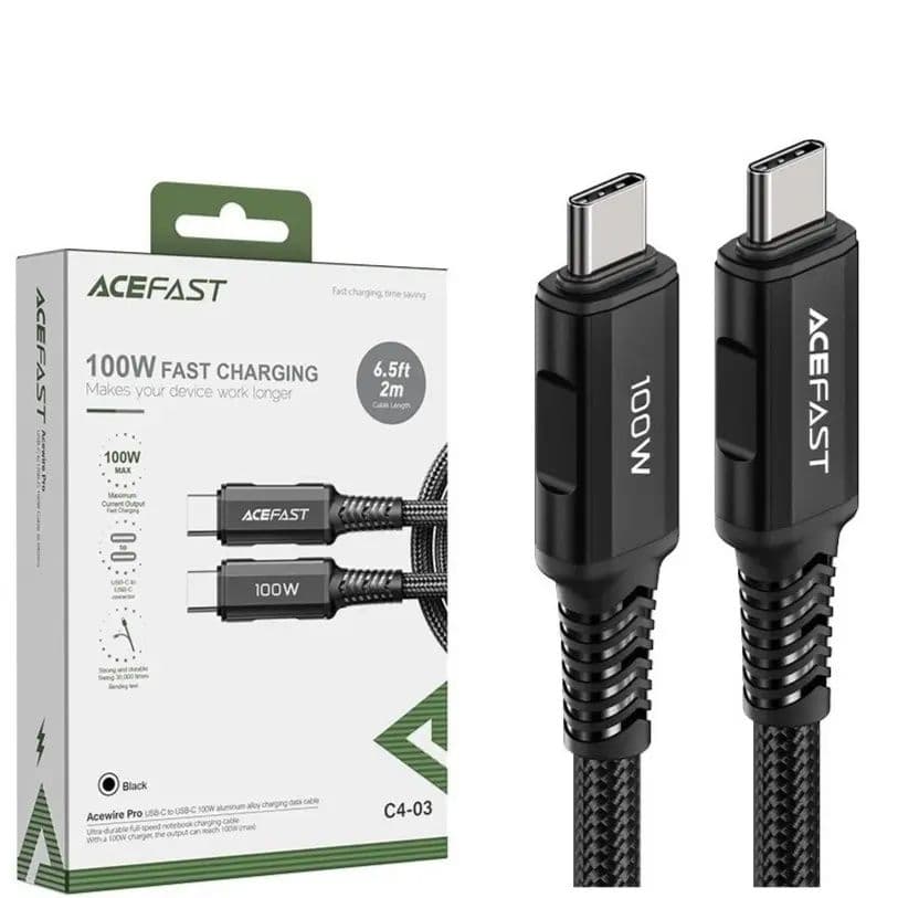 Usb - C To Usb - C Aluminum Alloy Charging Data Cable 2.0 Mtr - Acefast C4-03