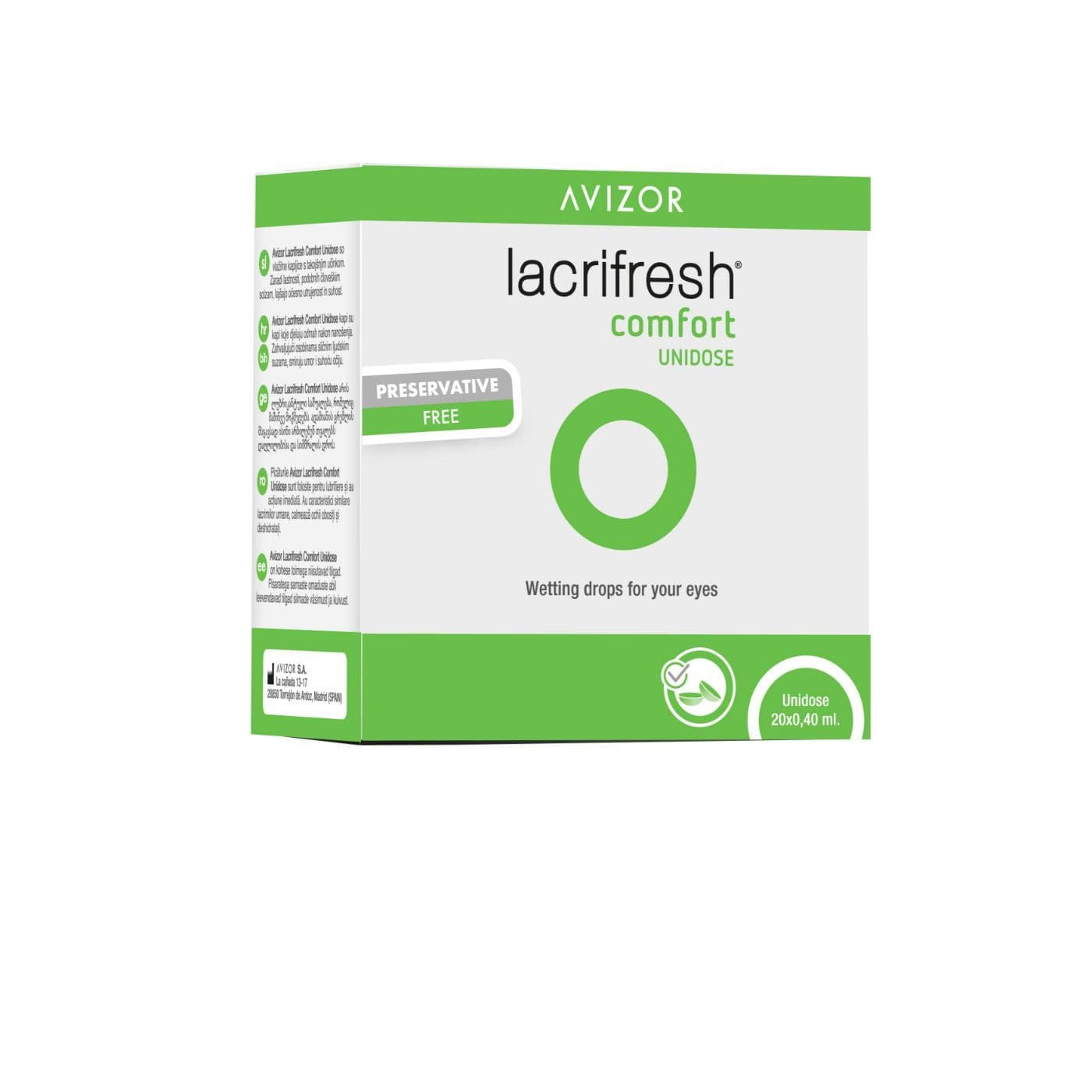 Avizor Lacrifresh Comfortunidose Eye Drops 0.4Ml 20 VL