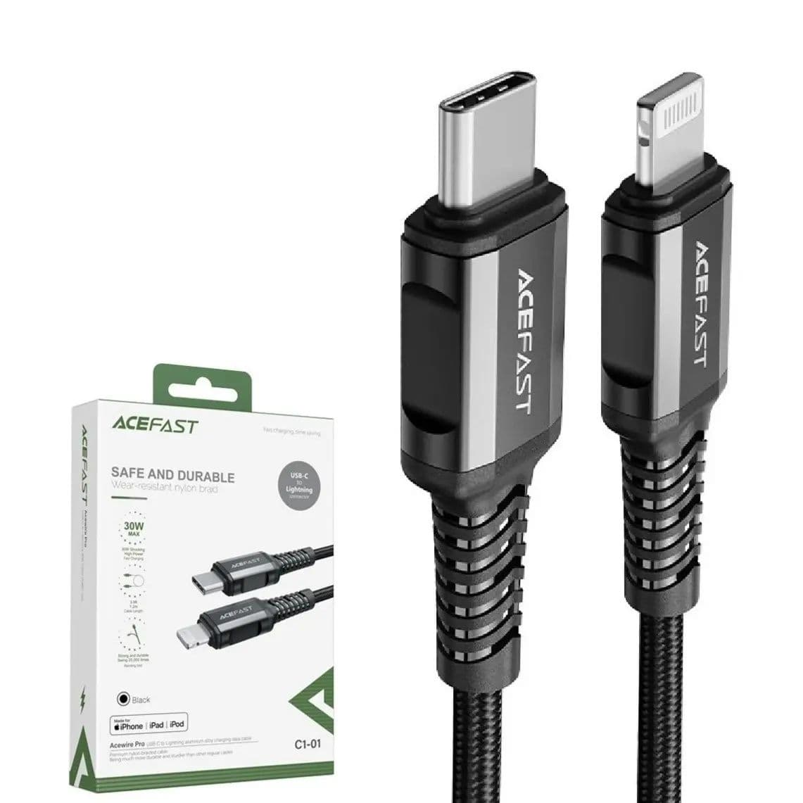 Usb - C To Lightning Aluminum Alloy Charging Data Cable 1.2 Mtr - Acefast C1-01