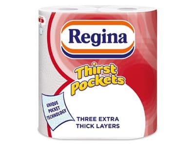 Regina Thirst Pockets Household Kitchen Tissue 3Ply 2Rolls