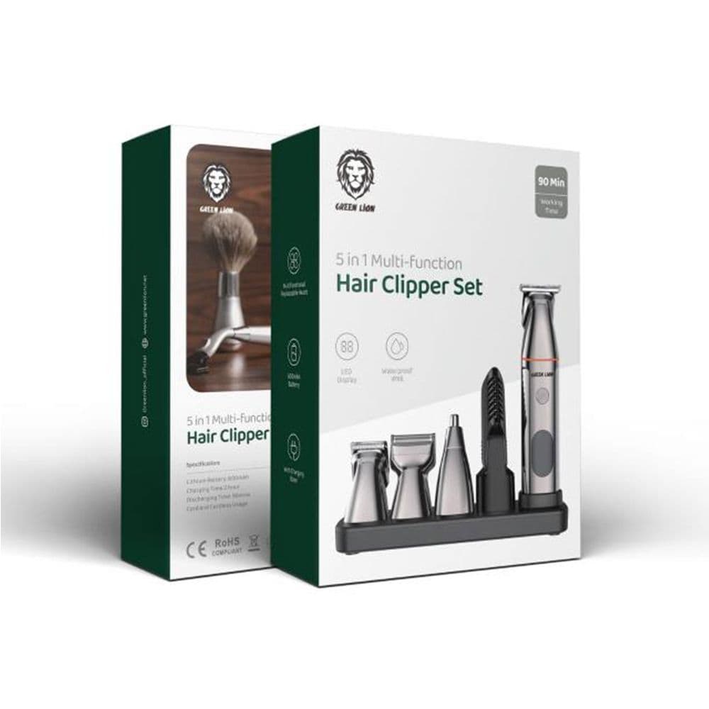 Green Lion 5 In 1 Multi-Function Hair Clipper Set 600Mah- Black