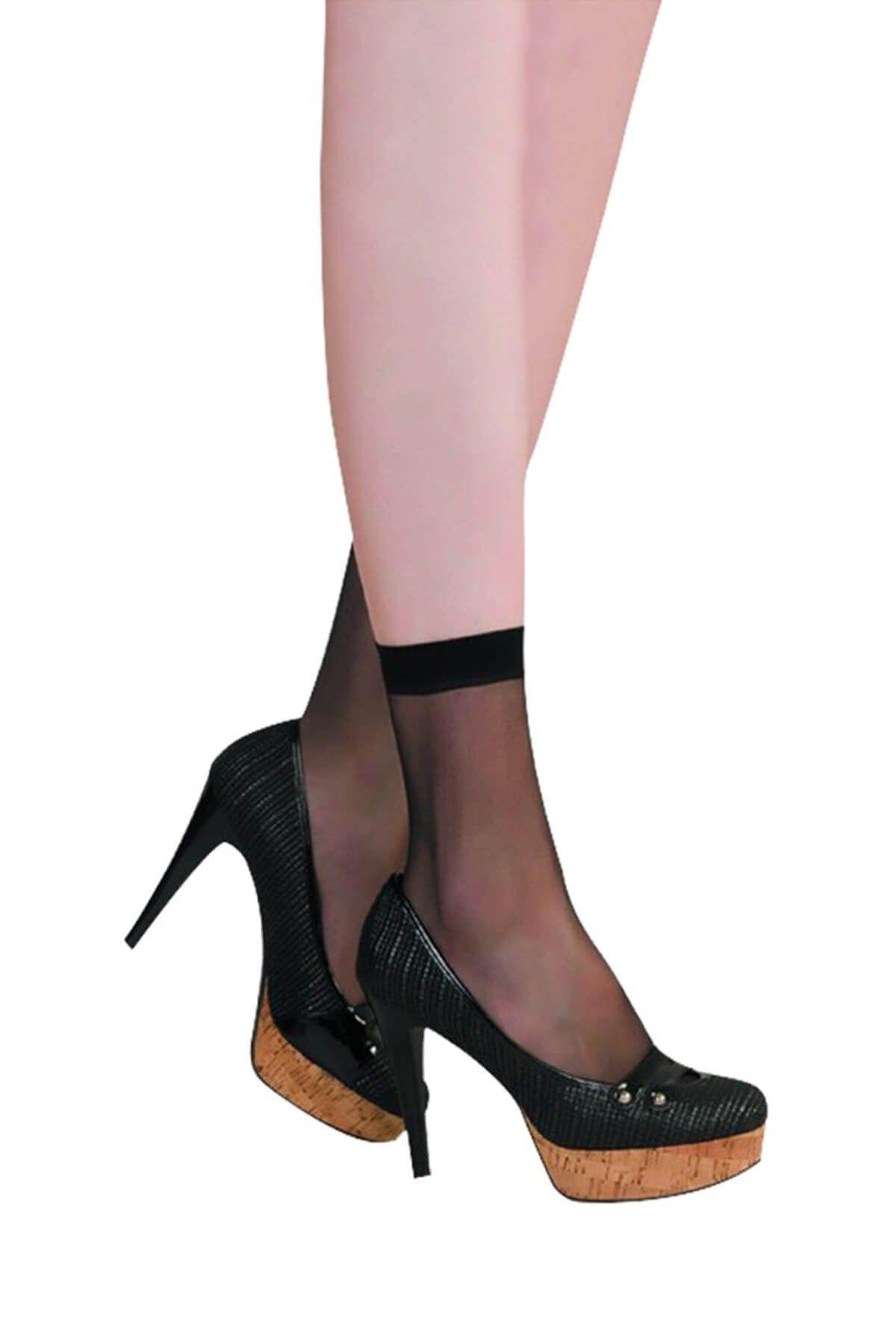 Ankle High Lady Fit 15 Sheer & Shiny Socks- Black