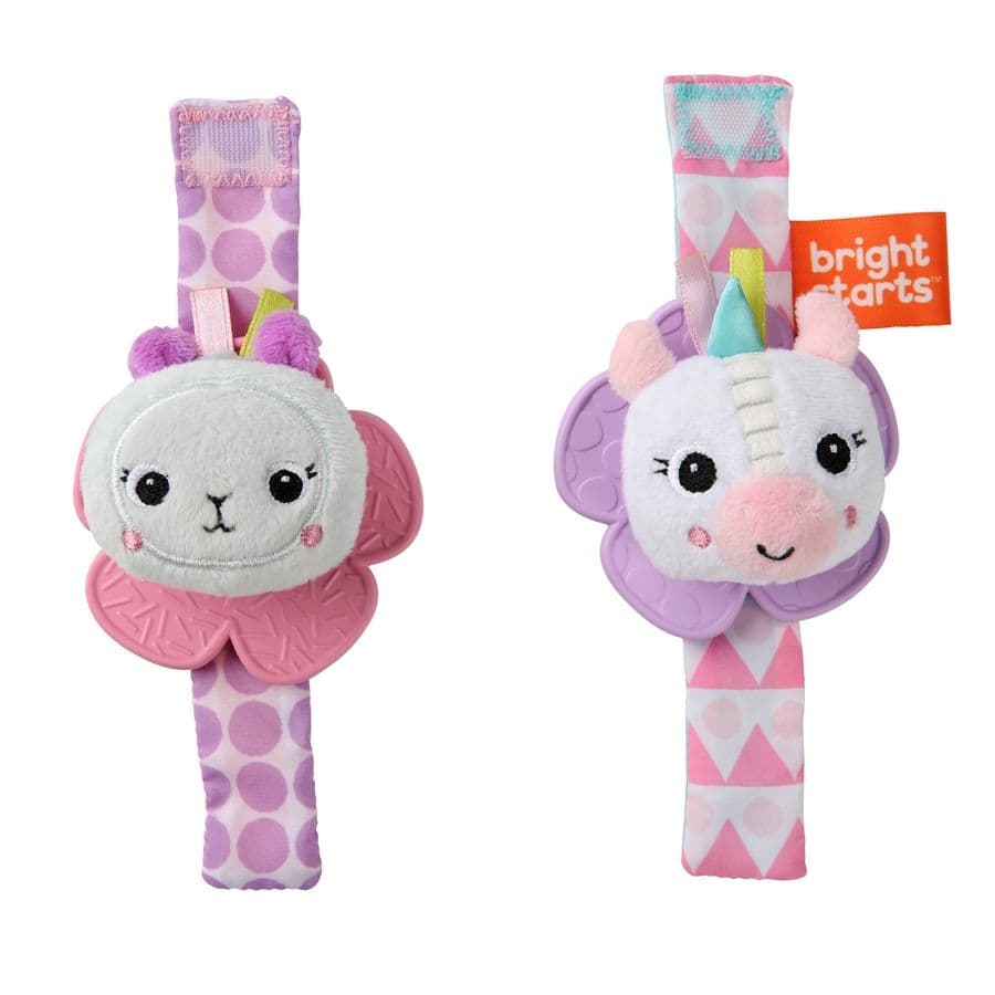 Bright Starts Rattle Teethe Wrist Pals Toy Unicorn Llama