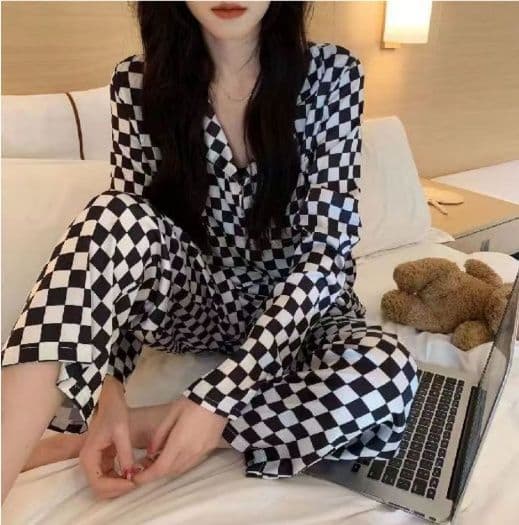 New Spring Long Sleeve Loose Fit Women'S Pajama Set Cartoon Design Cross-Border 2528