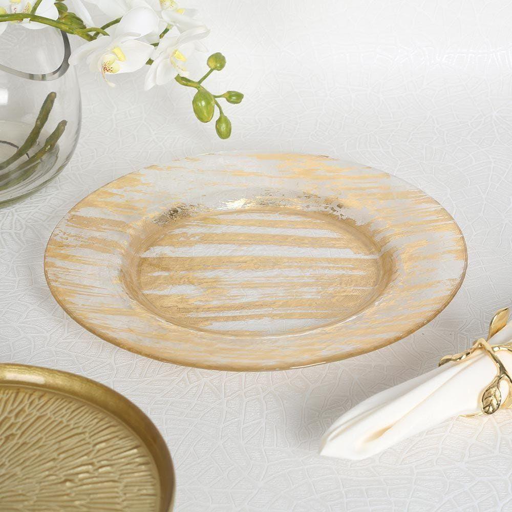 Ice Charger Plate, Clear & Gold Â€“ 28 Cm