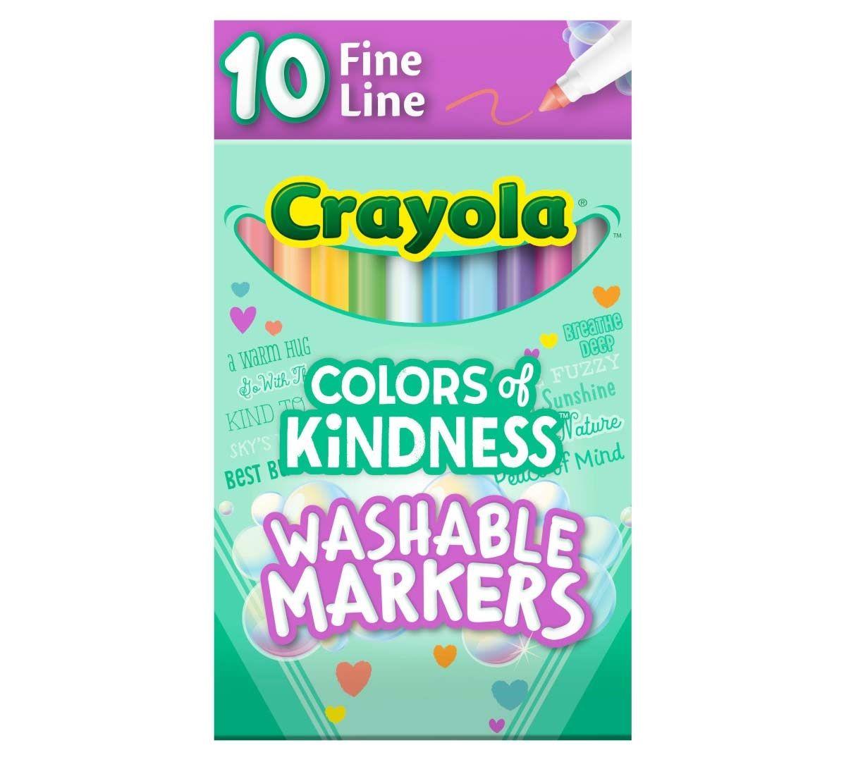 Crayola 10 Ct Washable Colors Of Kindness Markers, Fine Line