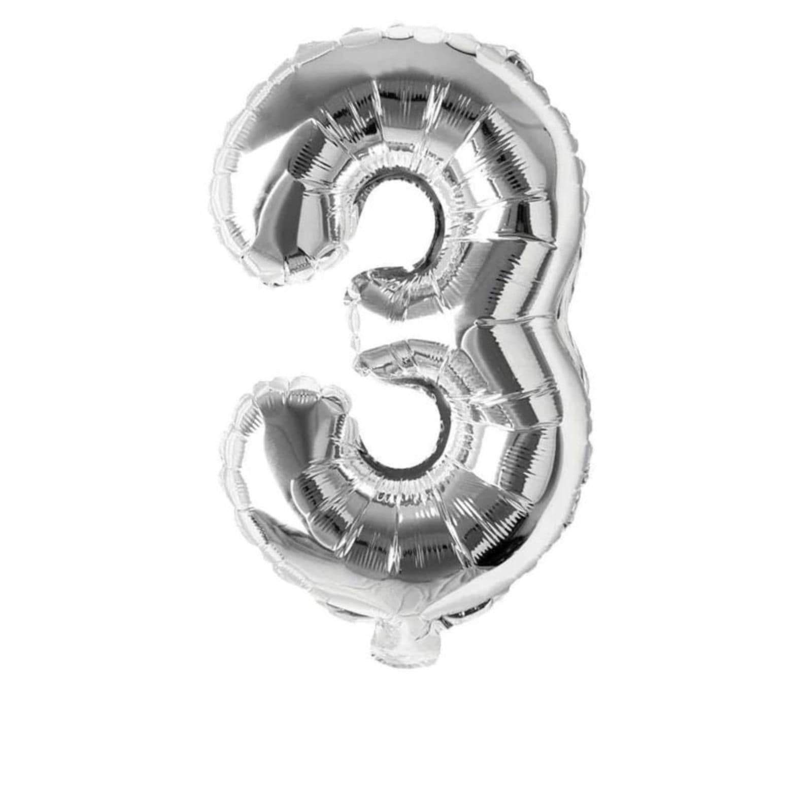 Number 3 Balloon Silver