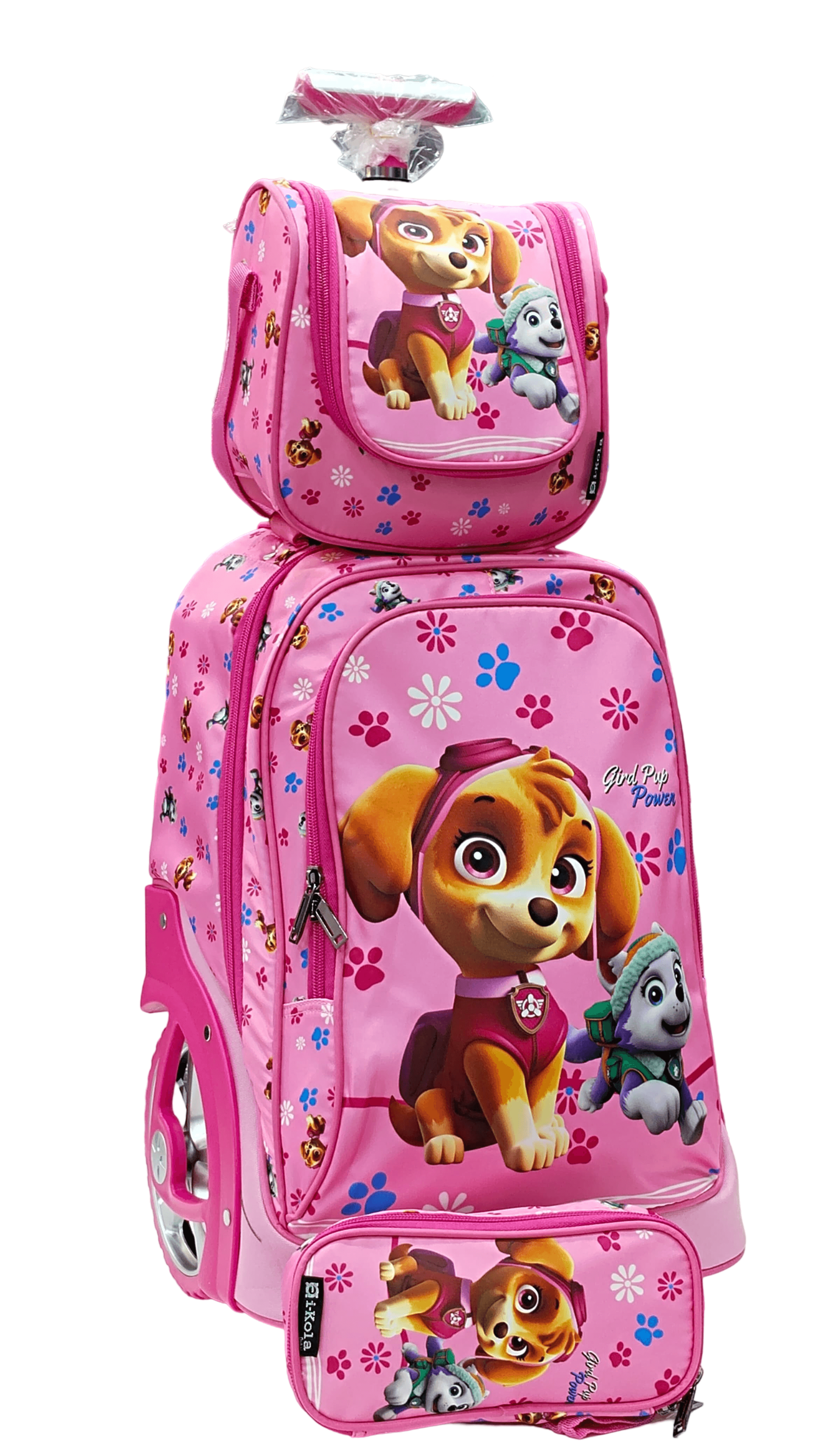 Trolly Bag With Lunch Bag And Pencil Case 3 Set Big Wheel 18 Inches Gird Pup Power