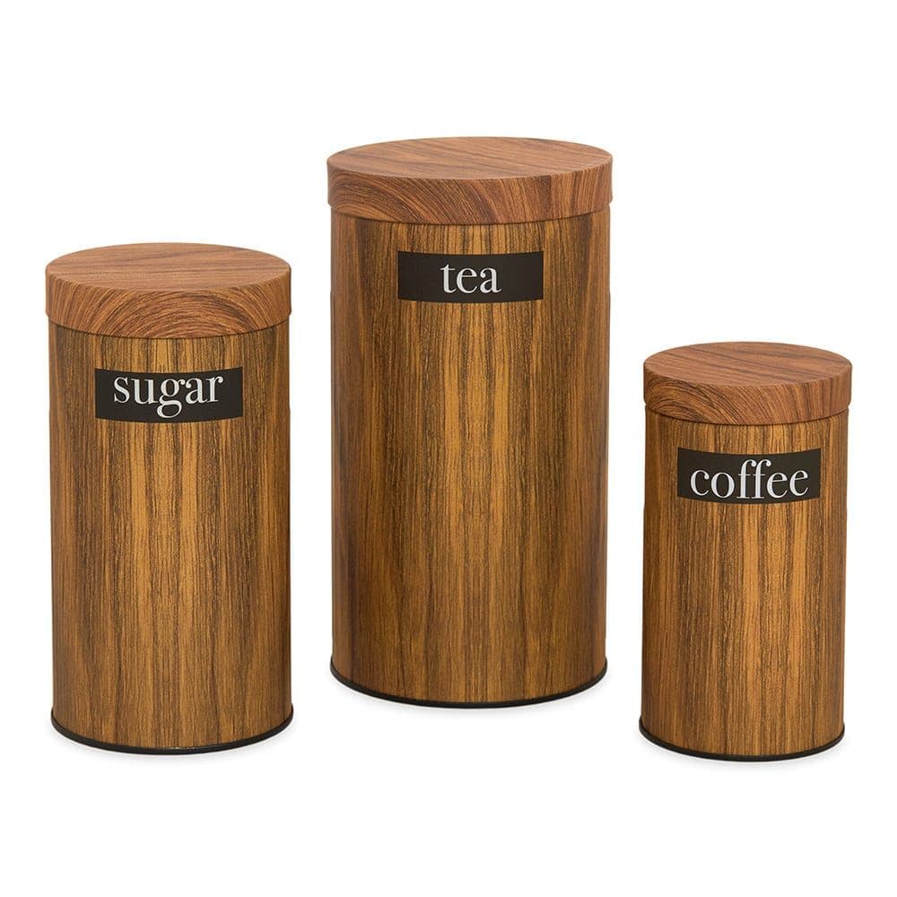 Nosh 3-Piece Tea, Sugar, and Coffee Jar Set, Natural