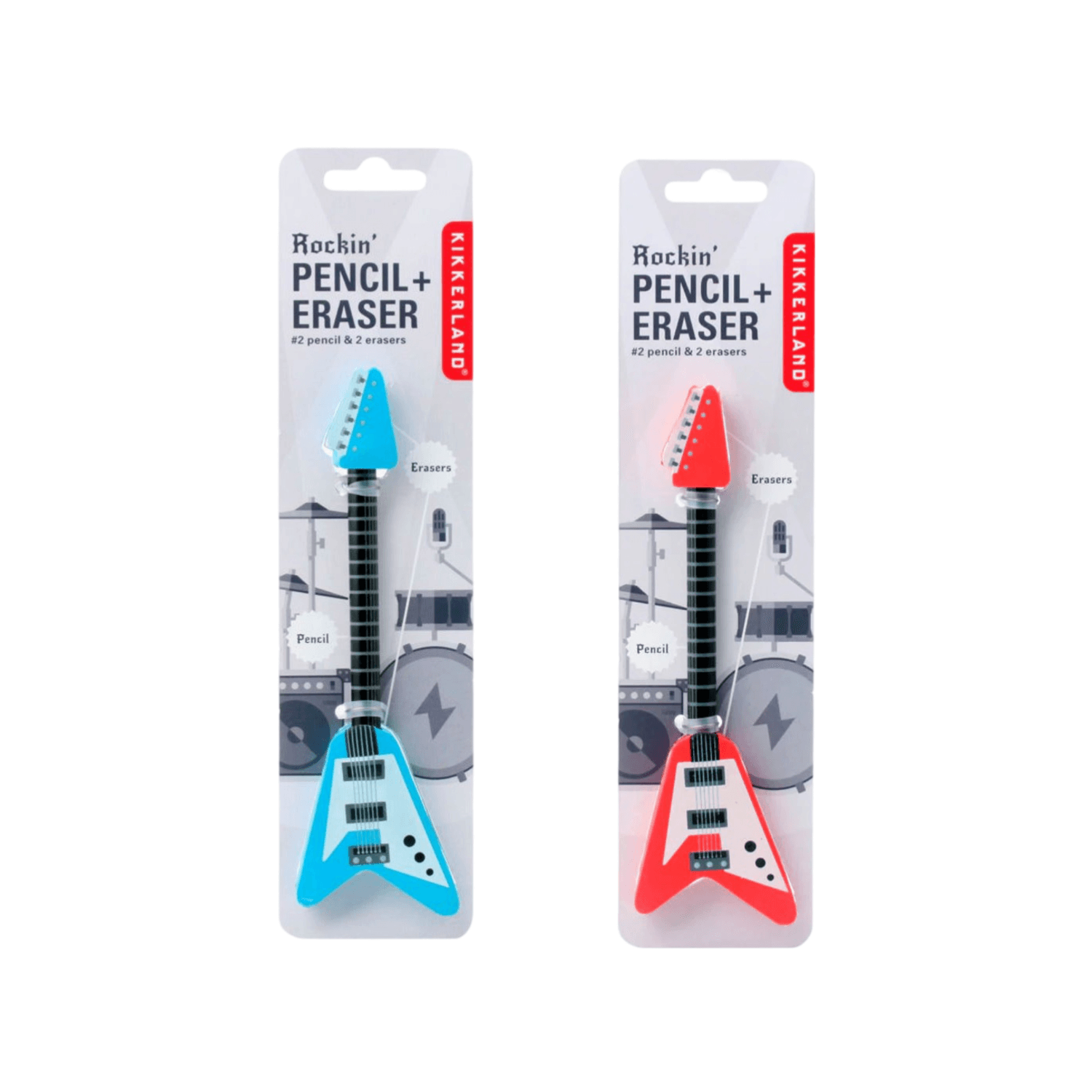 Kikkerland Guitar Pencil & Erasers