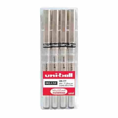 Uniball Deluxe Liquid Ink Roller Pen 0.7 Mm 4 Pieces