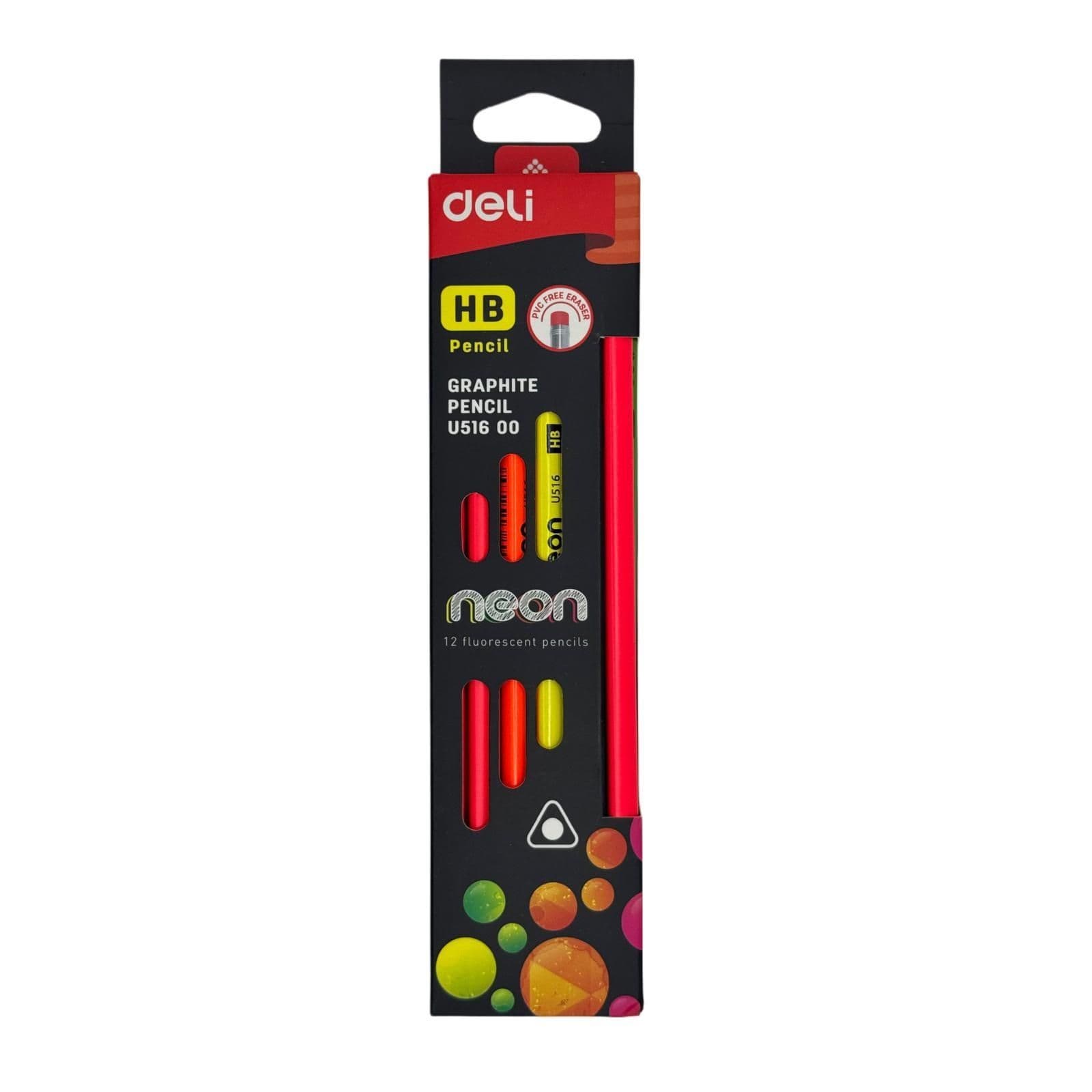 Deli Hb Neon Graphite Pencils (12 Pieces)
