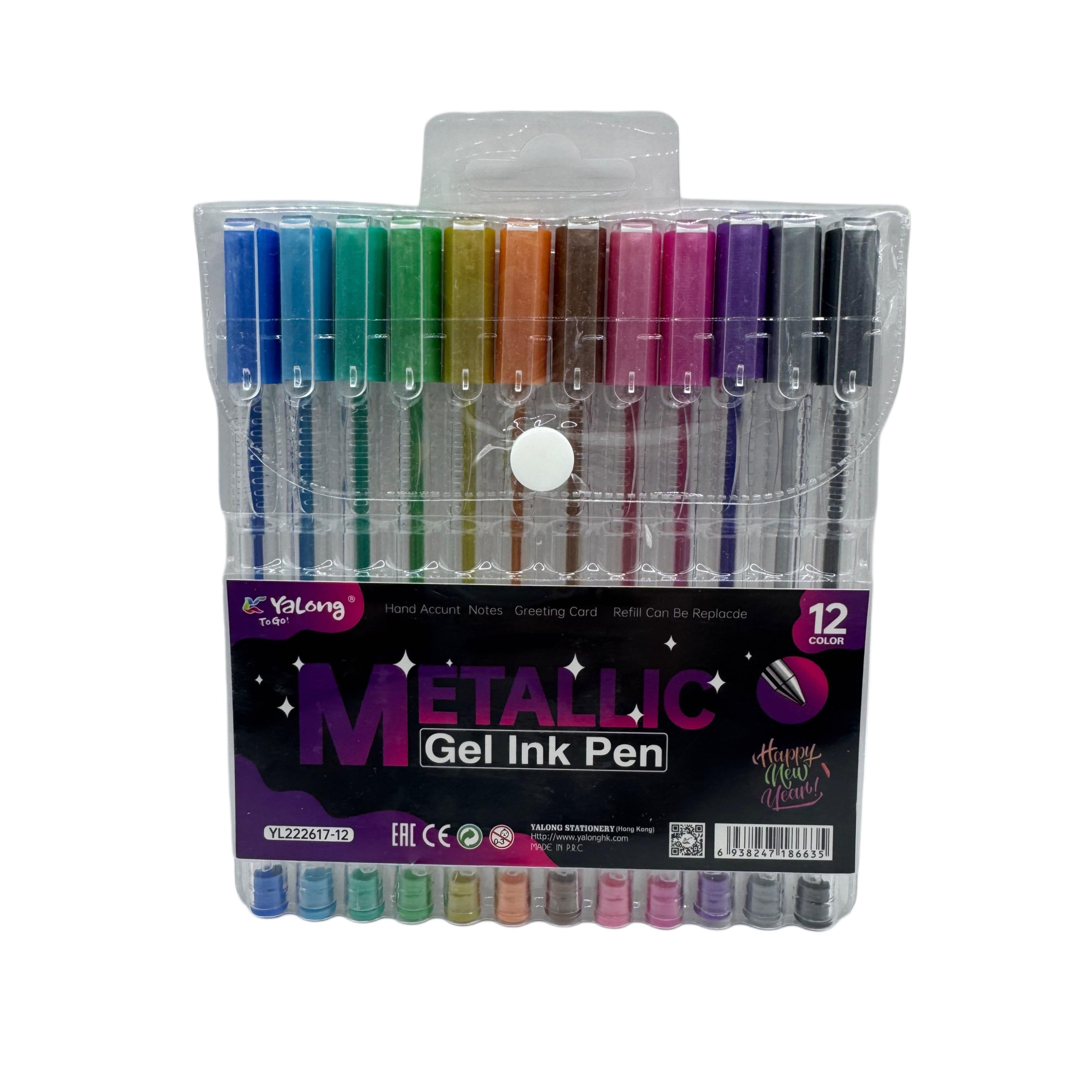 Yalong Metallic Gel Ink Pen Set (12 Pens)
