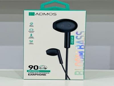 Admos 90 Degree 3.5Mm Aux Interface Earphone -Black Am885Ep Bk