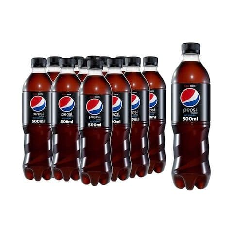 مشروب غازي بيبسي بلاك خالي من السكر، عبوة 500 مل × 12 قطعة