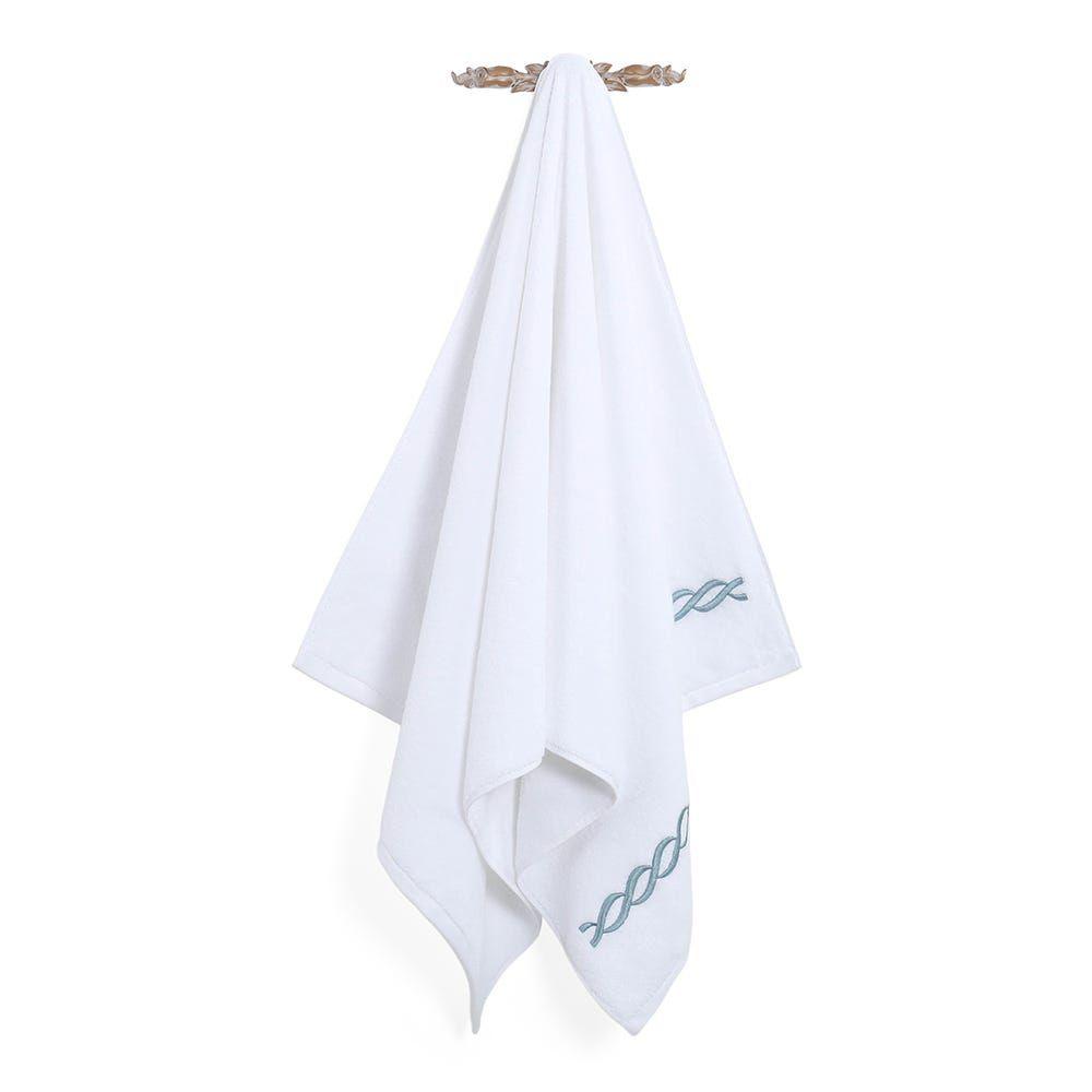 Hotel Chain Embroidery Bath Towel, White & Ether - 500 Gsm, 70X140 Cm