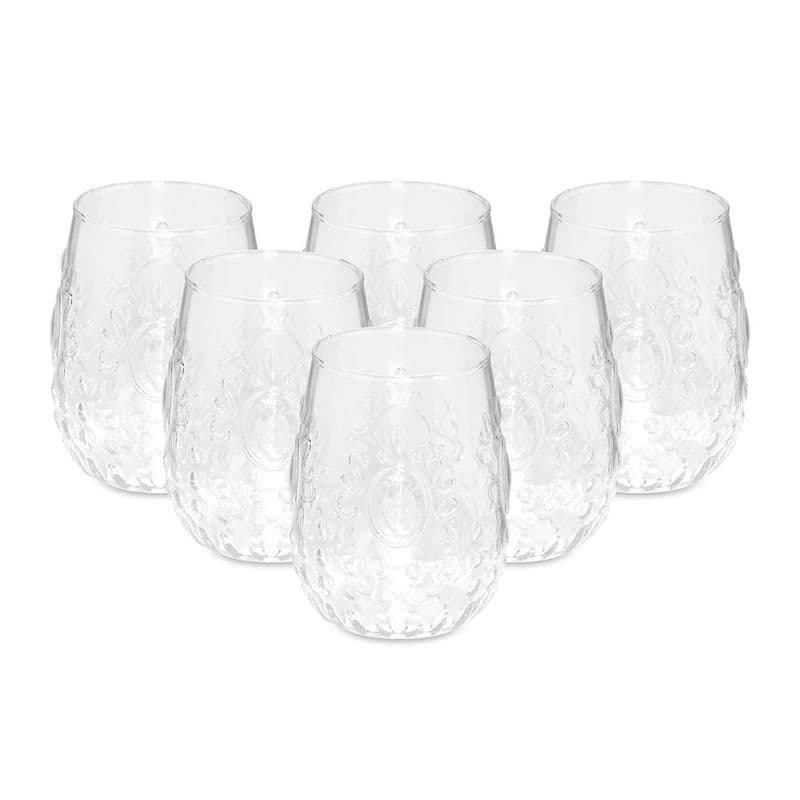Borgonova 6-Piece Baroque Stemless Glass Set, Clear - 490Ml