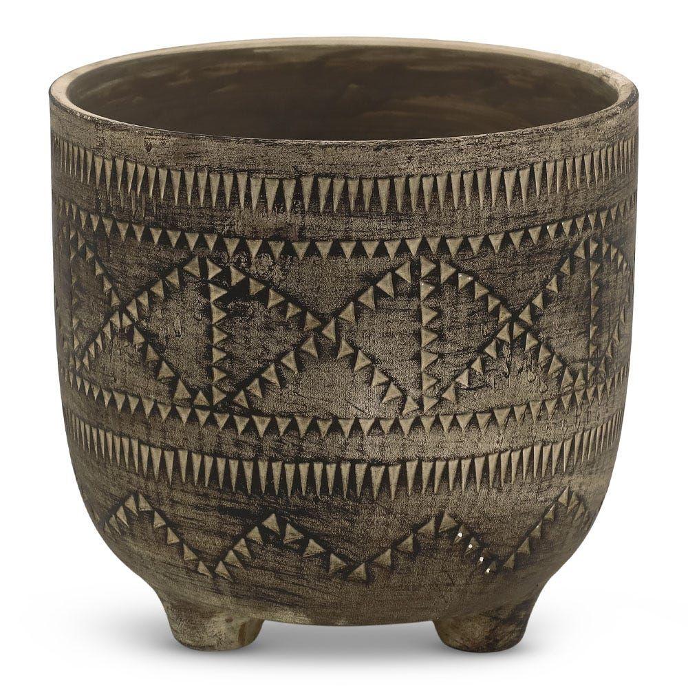 Tribe Terracotta Planter, Walnut- 30X27.5 Cm