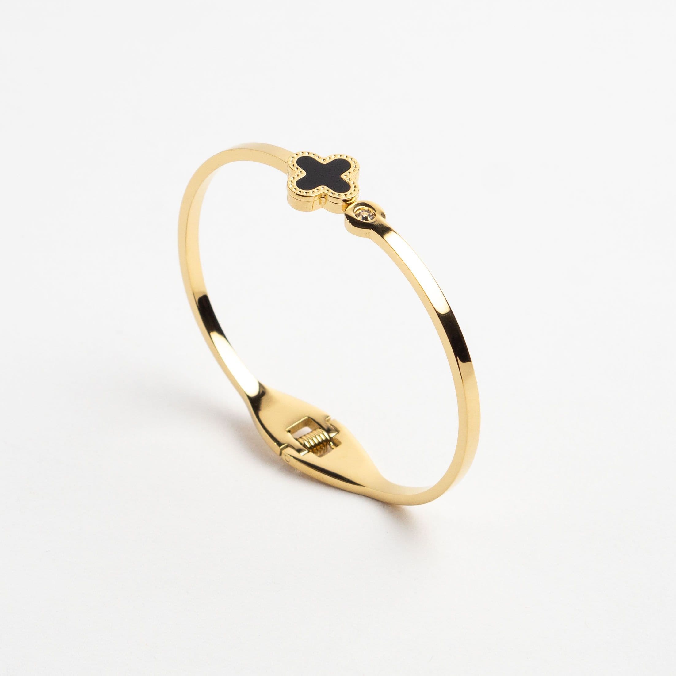 Black Clover Leaf Bangle - Gold
