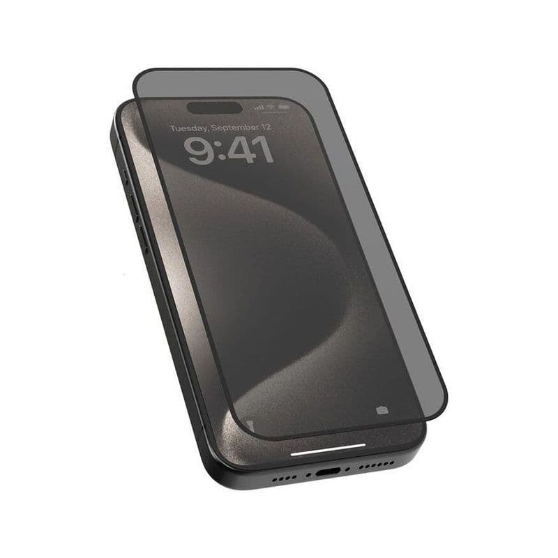 Levelo 3D Resin Glue High Silicone Aluminum Glass Privacy Screen Protector-Iphone 16- Privacy