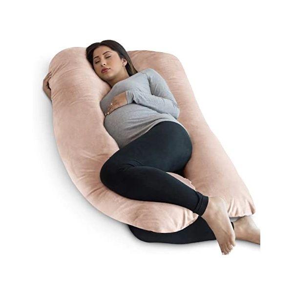 Ommed C Shape Pregnant Pillow W/Maternity Belt White/Pink