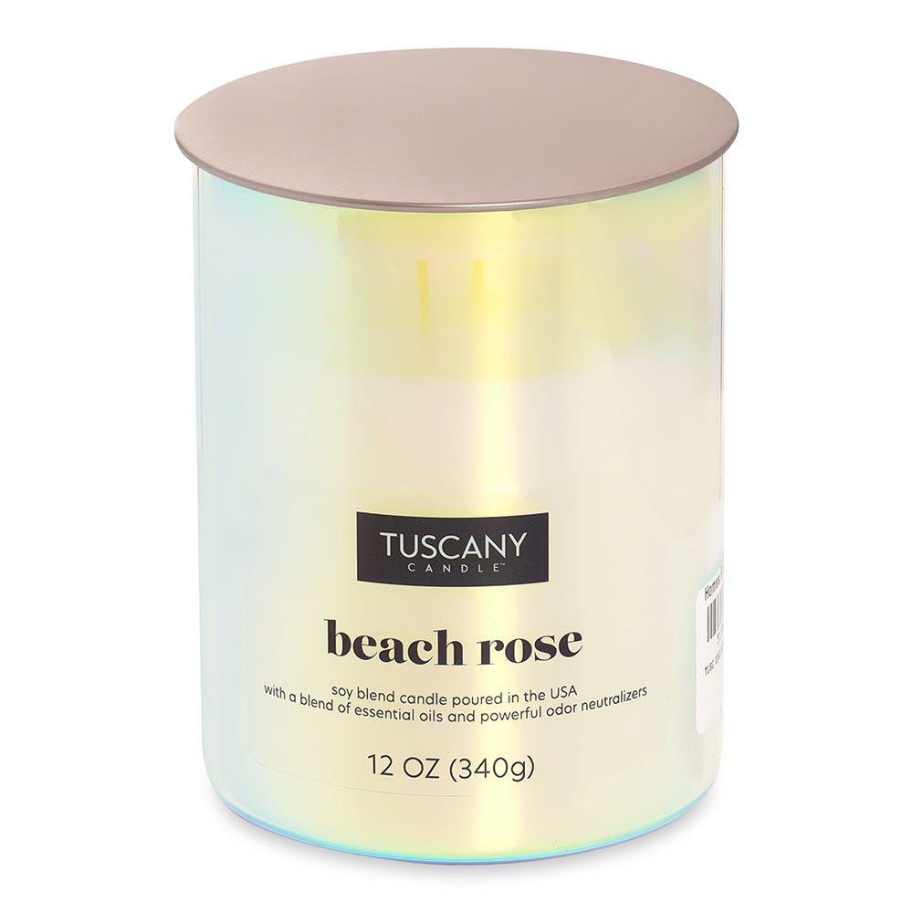 Tuscany Beach Rose Jar Candle, Iridescent Pink - 12 Oz