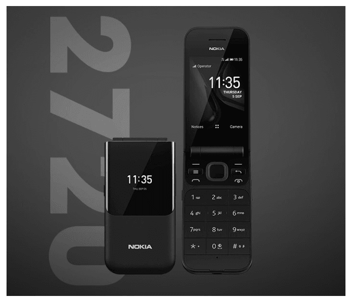 Nokia Flip 2720 2.8 Inch 4G Dual SIM Feature Phone - Black
