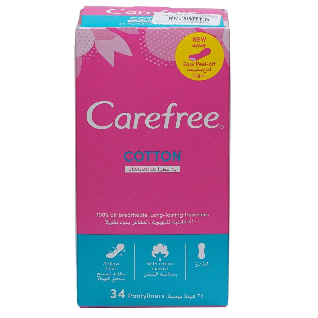 Carefree Daily Panty Liners Cotton Unscented 34 Pc