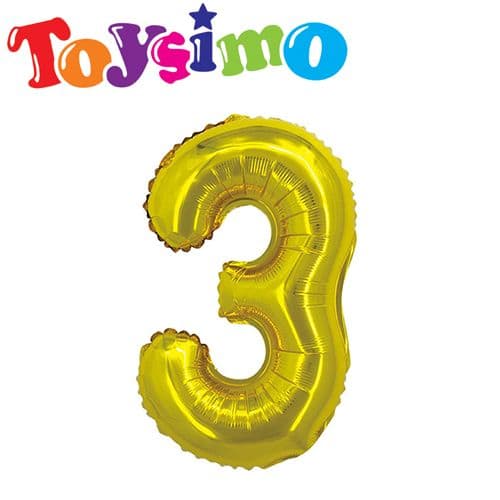40-Inch Gold Color Number 3 Balloon