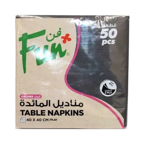 Fun 2Ply Napkin 40X40Cm Black 50Pcs