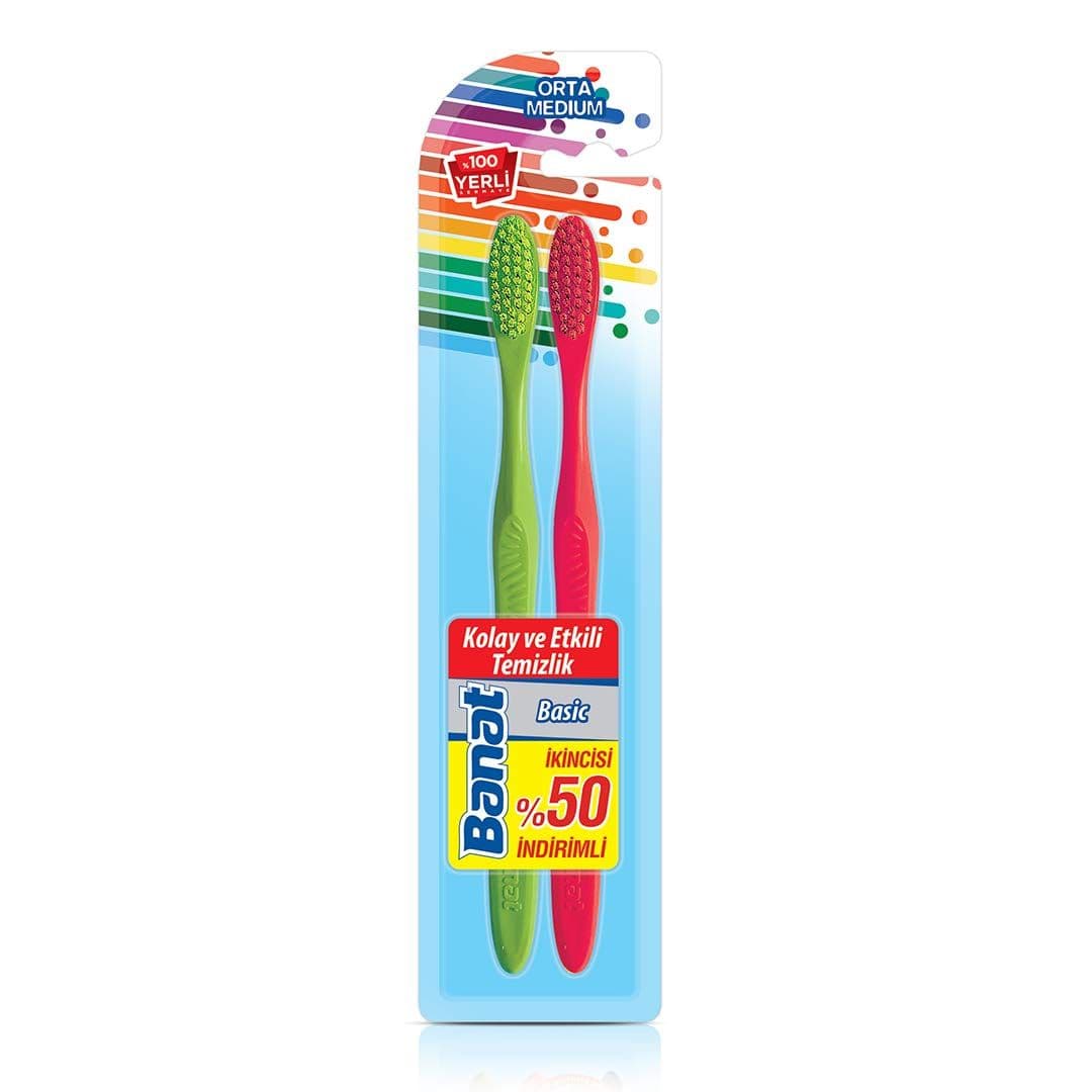 Banat Basic 2 Pack Toothbrush Medium 1ST