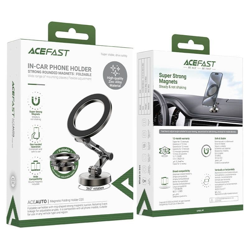 Magnetic Car Dashboard Mount Phone Holder 360° Rotation - Acefast D20