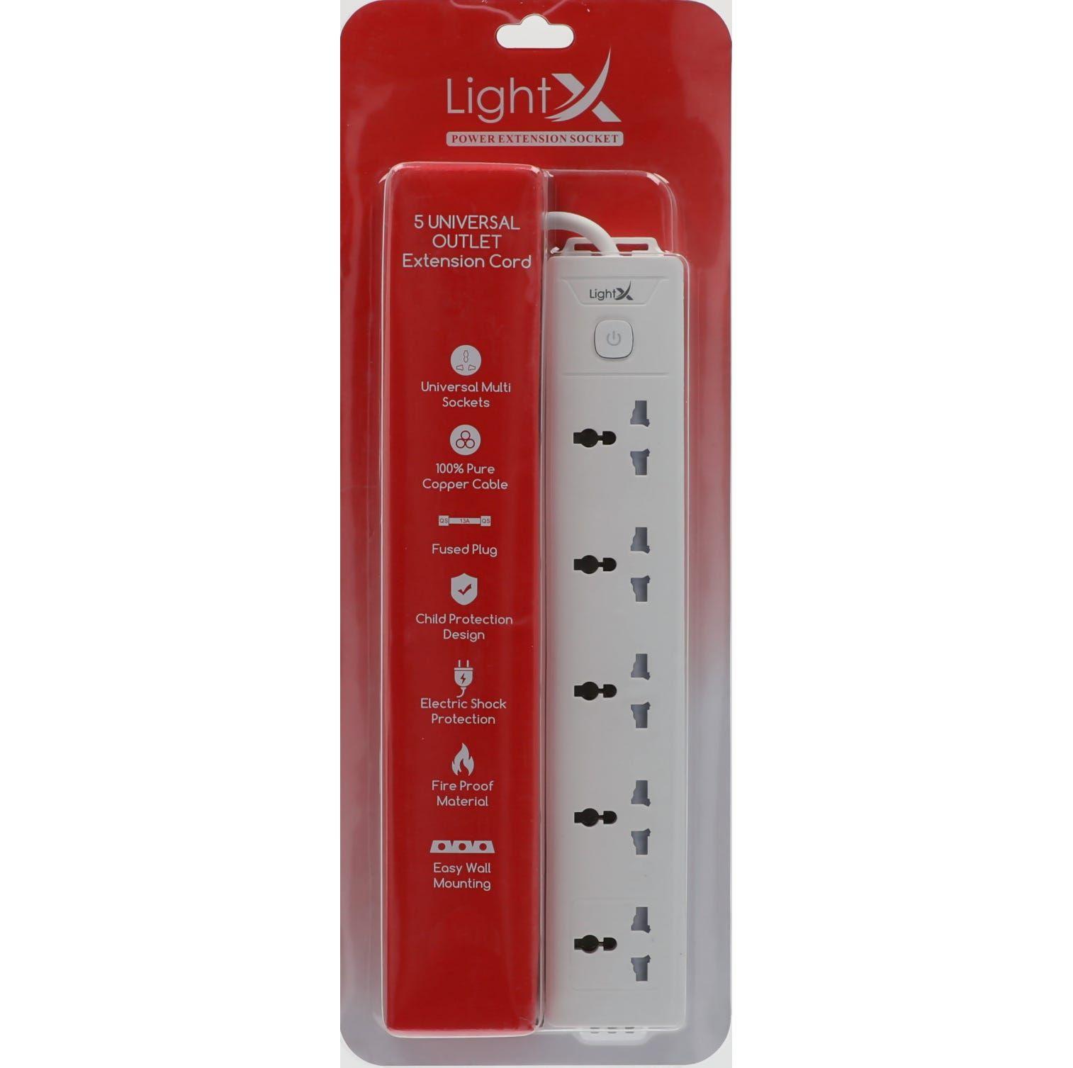 Lightx Power Extension 2M & 5 Socket