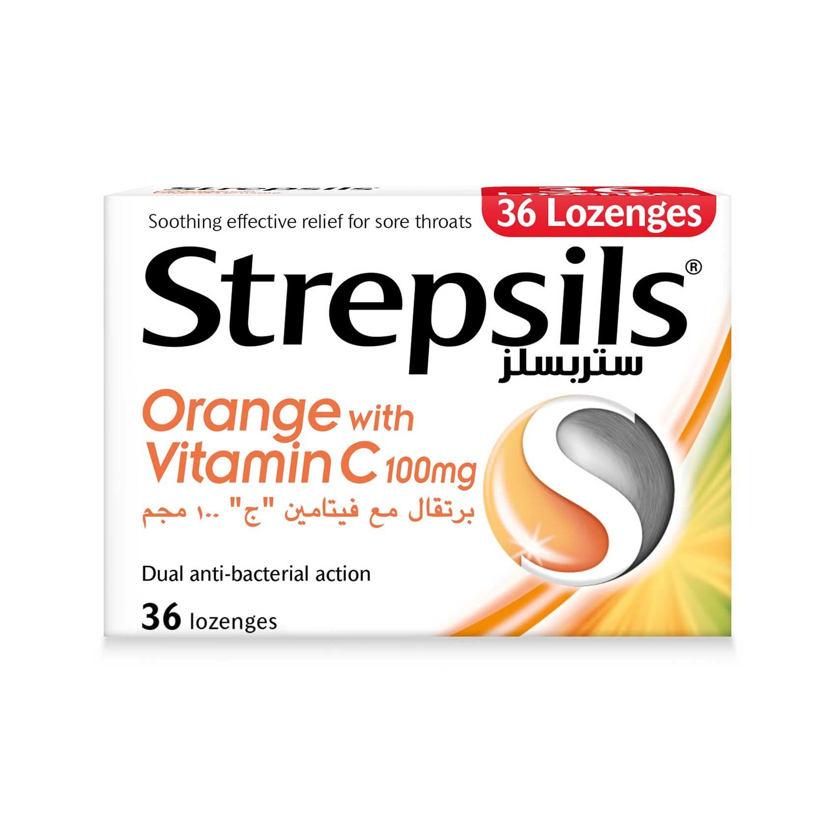 Strepsils Orange With Vitamin C Lozenges  36 PC (Buy 2 Get 1 Free)