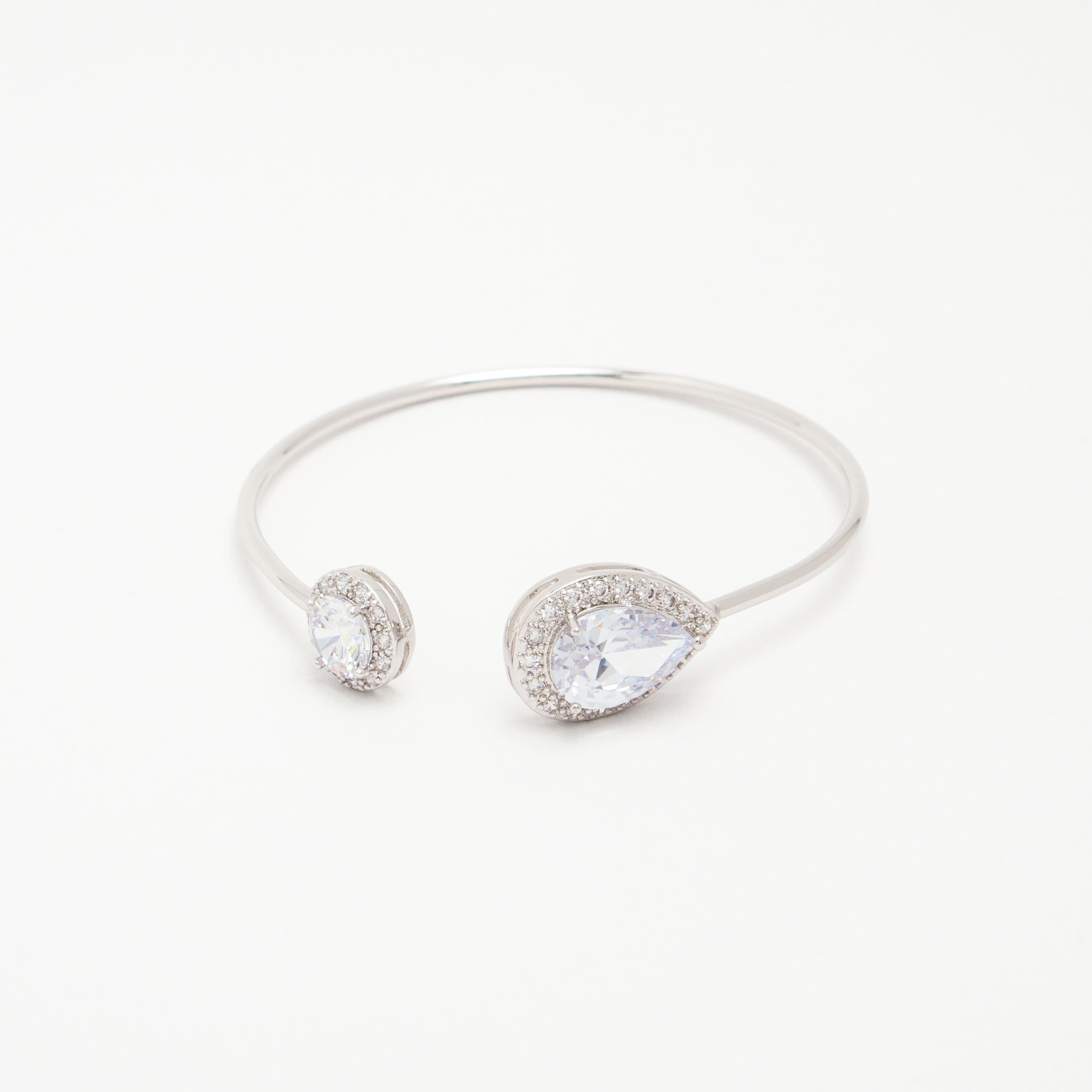 Water Drop Cuff Bangle - Silver