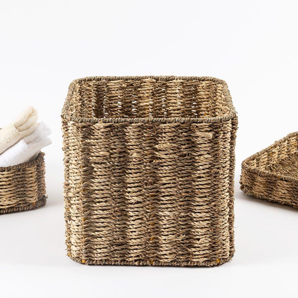 Mindful Living Seagrass, Palm Leaf Basket, Natural - 28X26 Cm